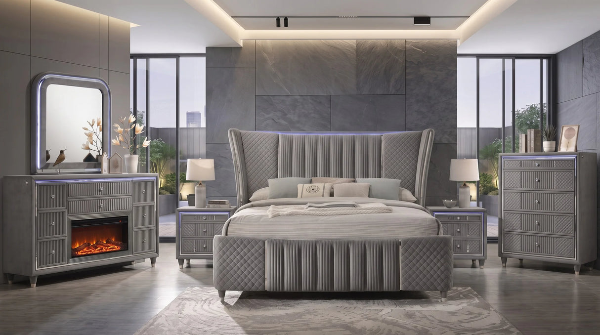 Cleopatra Gray Bedroom Set