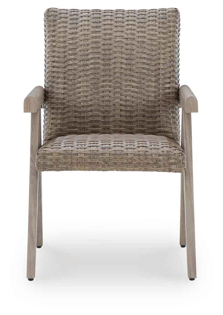 Cliff Trails Beige Outdoor Arm Chair by Ashley at Eve Furniture