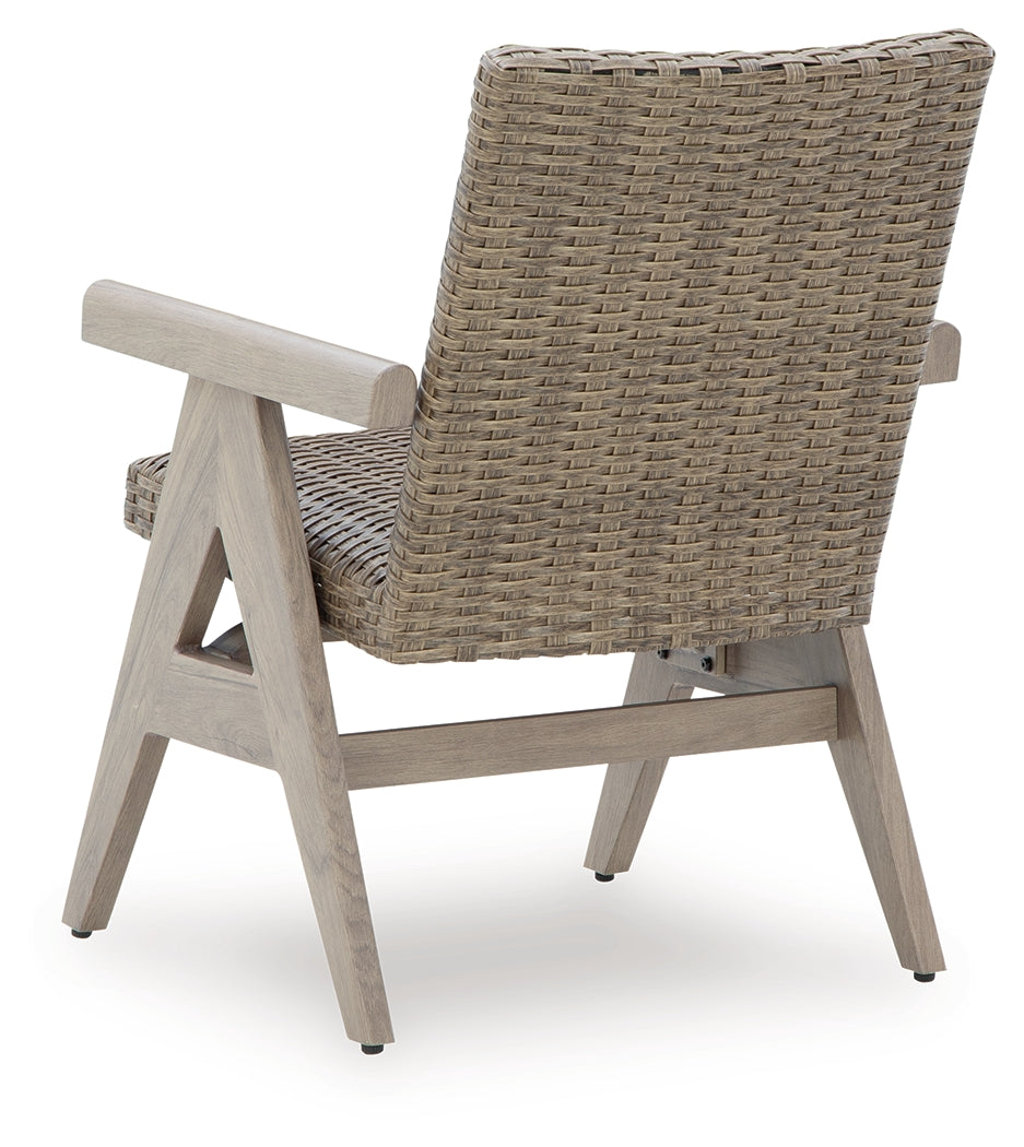 Cliff Trails Beige Outdoor Rocking Arm Chair by Ashley at Eve Furniture