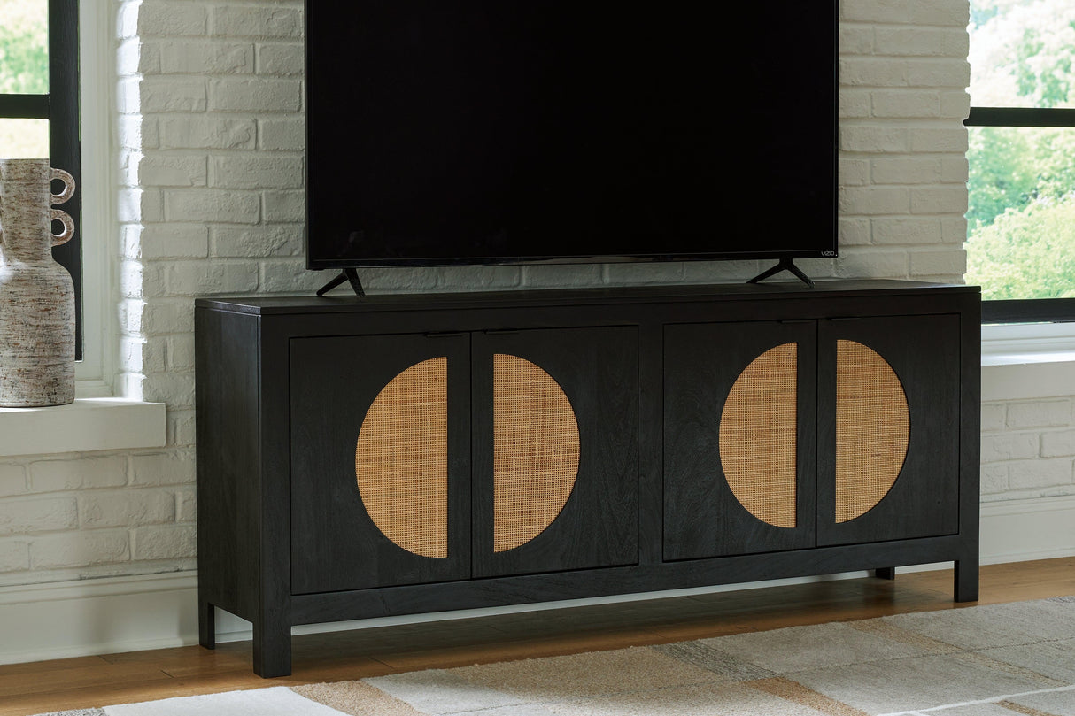 Cliffiings Black/Natural Accent Cabinet by Ashley at Eve Furniture