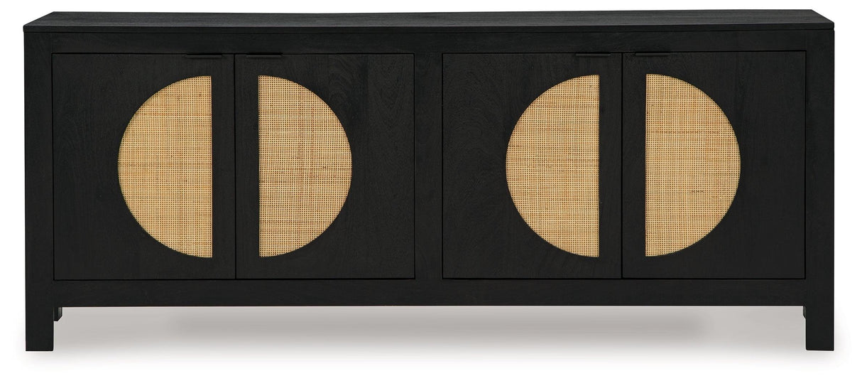 Cliffiings Black/Natural Accent Cabinet by Ashley at Eve Furniture
