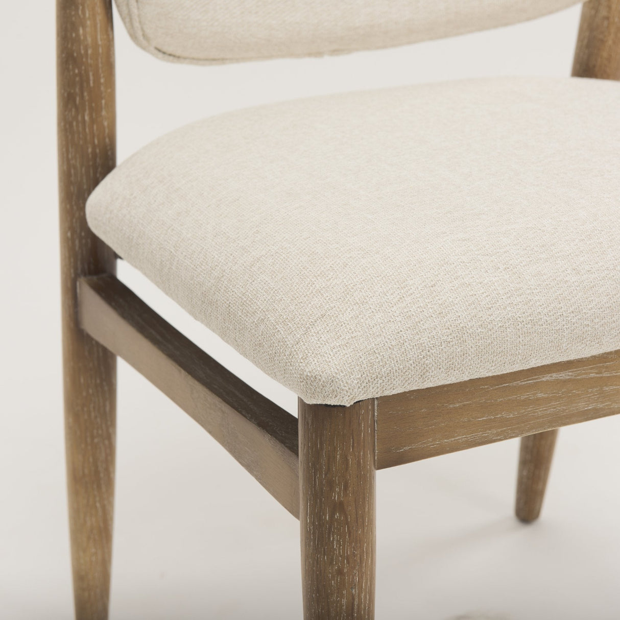 Cline Cream Fabric Upholstered and Light Brown Wood Dining Chair, Set of 2 by Mercana at Eve Furniture