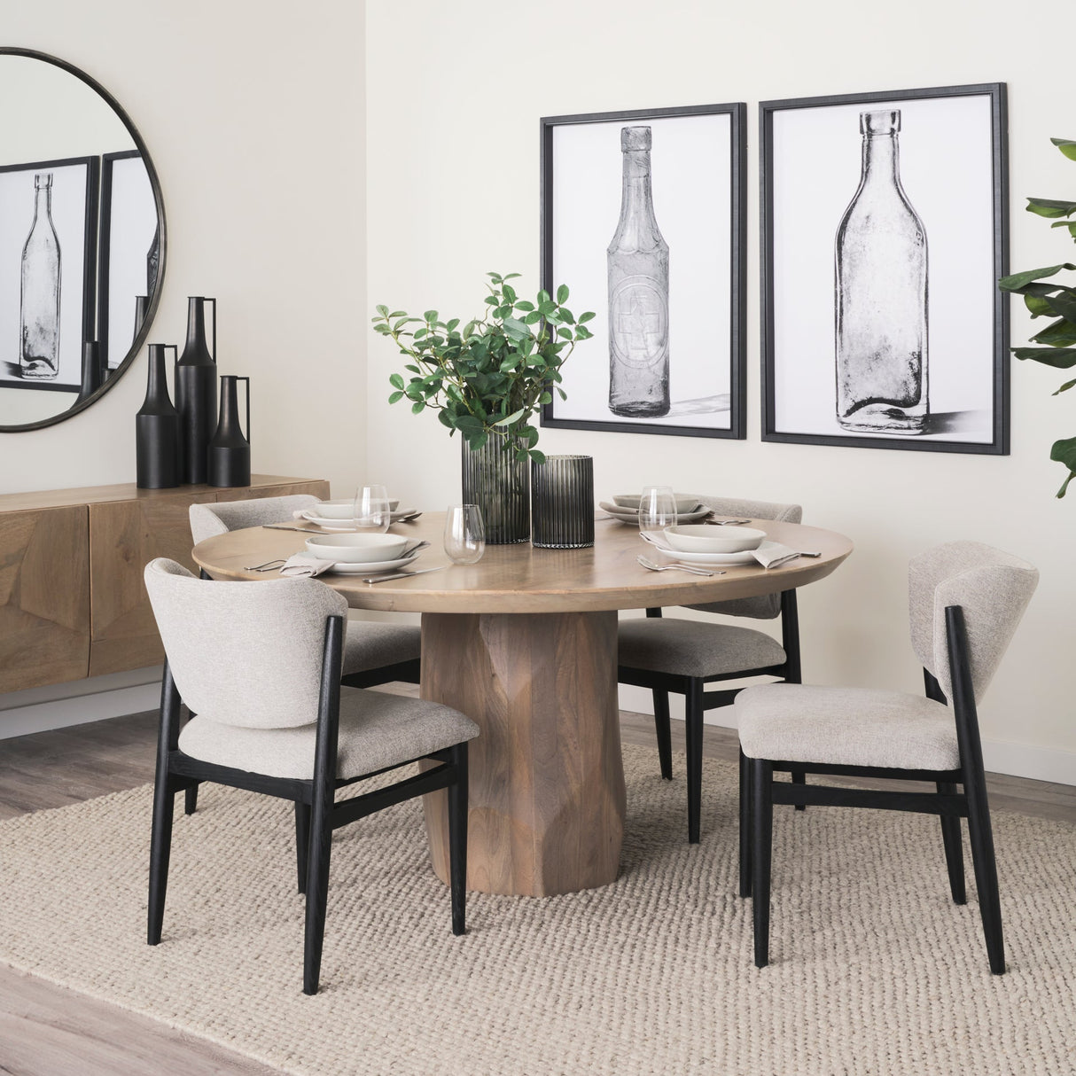 Cline Gray Fabric W/Black Wood Dining Chair, Set of 2 by Mercana at Eve Furniture