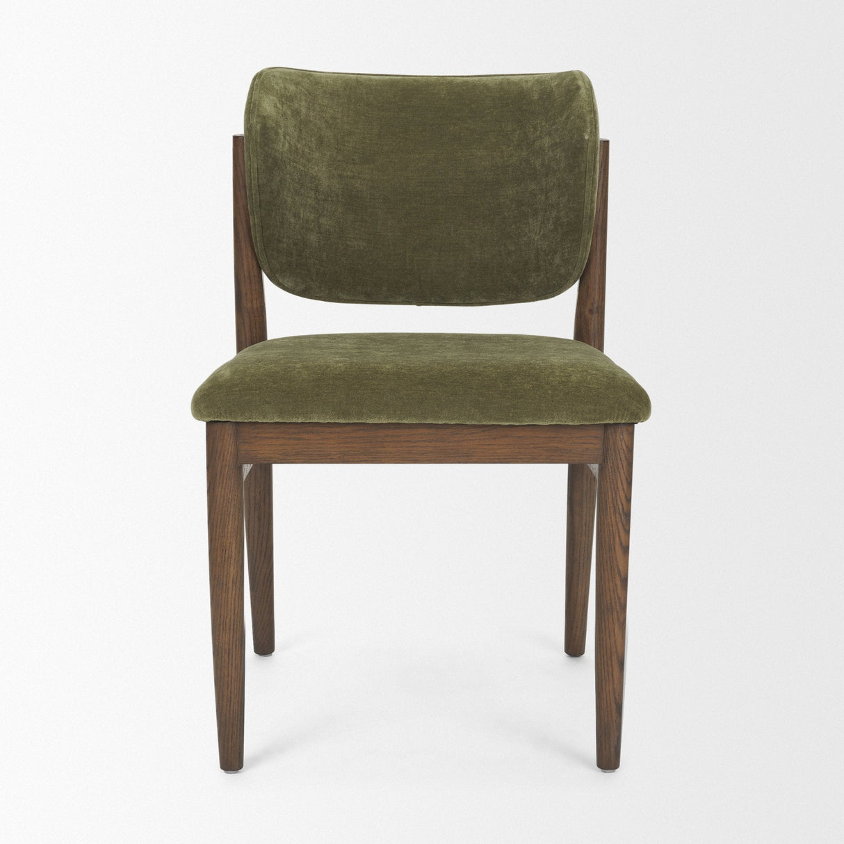 Cline Moss 008 Olive Fabric Upholstered and Brown Wood Dining Chair, Set of 2 by Mercana at Eve Furniture