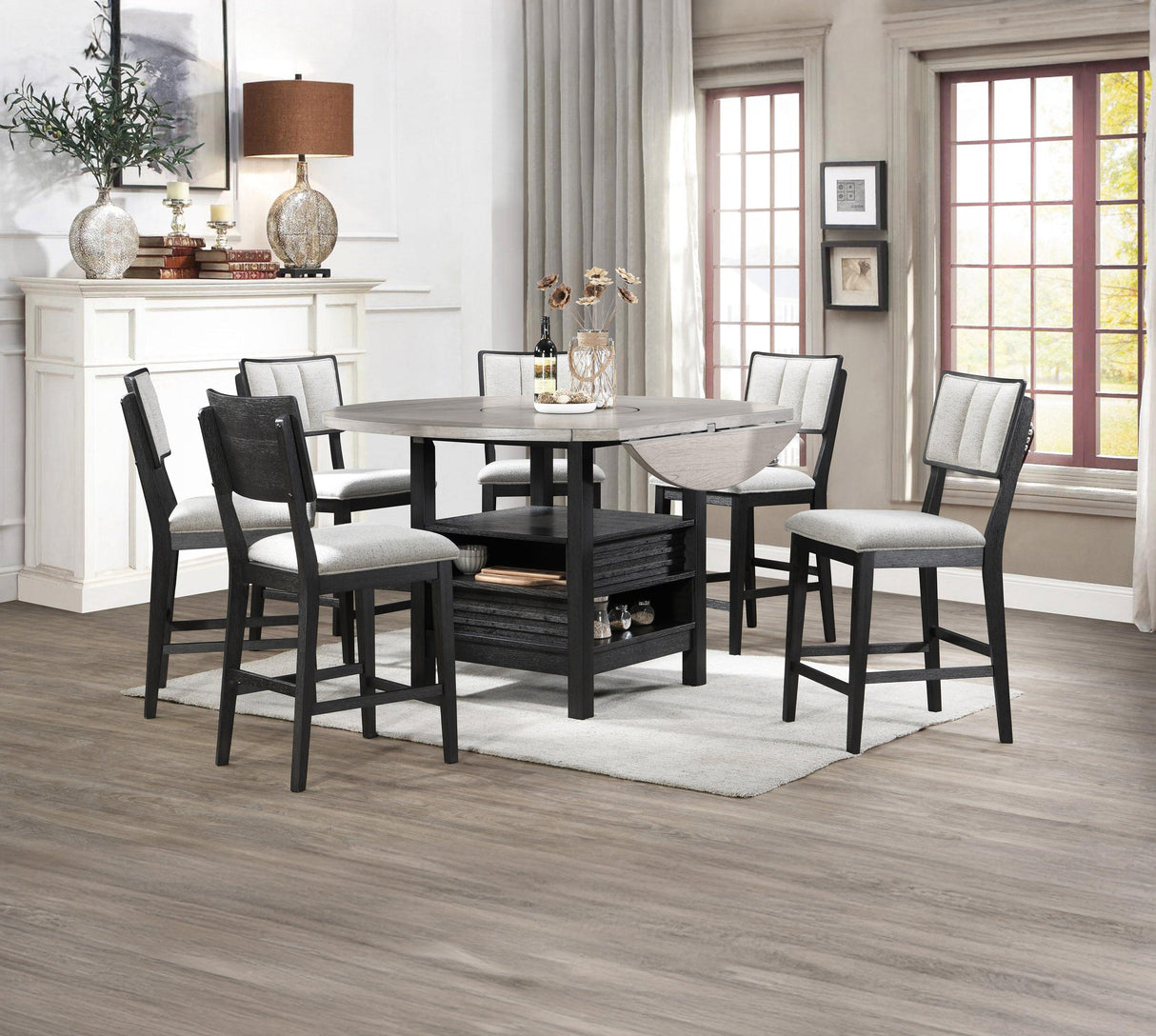 Cline Black and Gray Counter Height Dining Table by Crown Mark at Eve Furniture