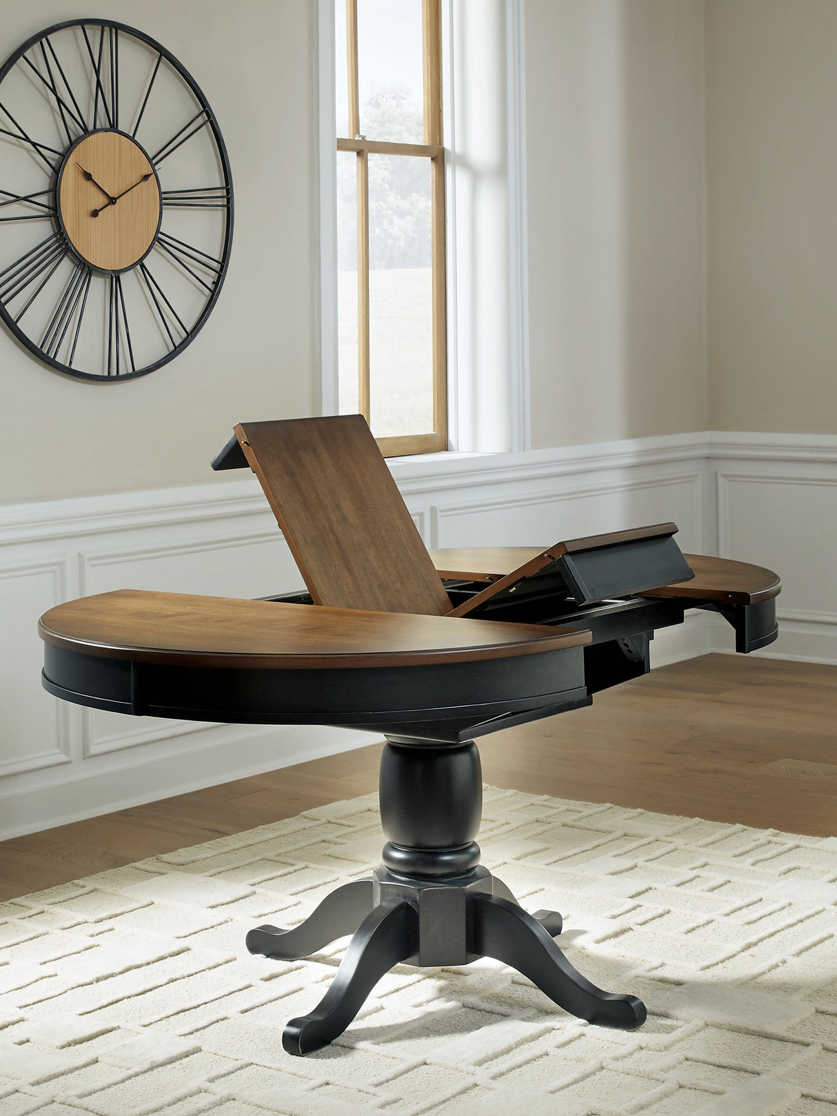 Clorazi Black/Brown Dining Butterfly Extension Table by ASHLEY FURNITURE at Eve Furniture