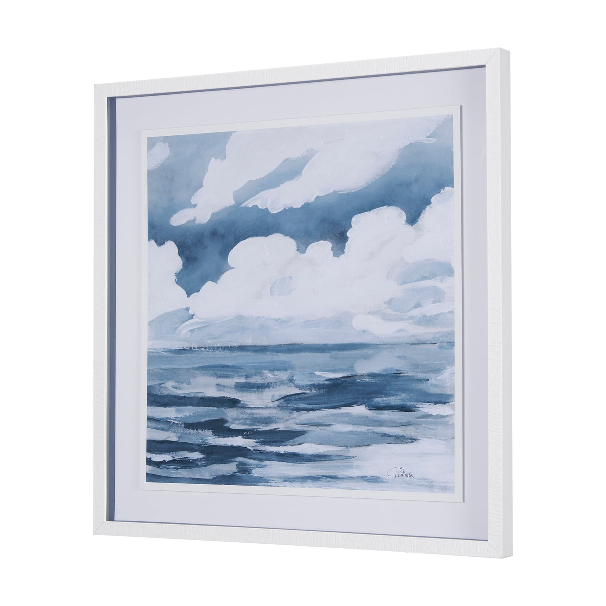 Cloud and Sea by Mercana Studio a Hand Embellished Textured Framed Art Print Matted under Glass by Mercana at Eve Furniture