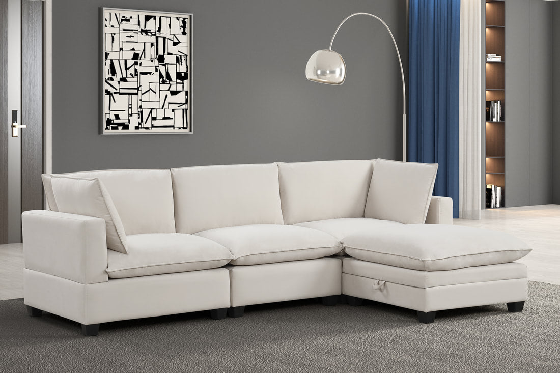 Cloud Cream Velvet Modular Sectional by Happy Homes at Eve Furniture