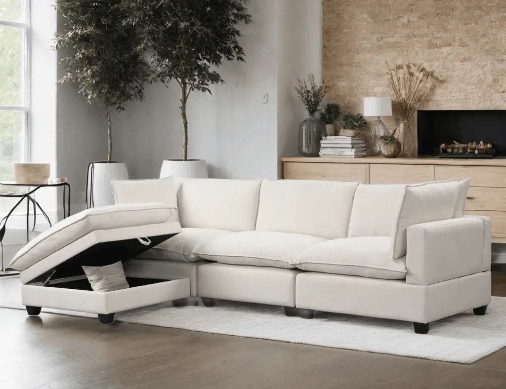 Cloud Sand Linen Modular Sectional by Happy Homes at Eve Furniture