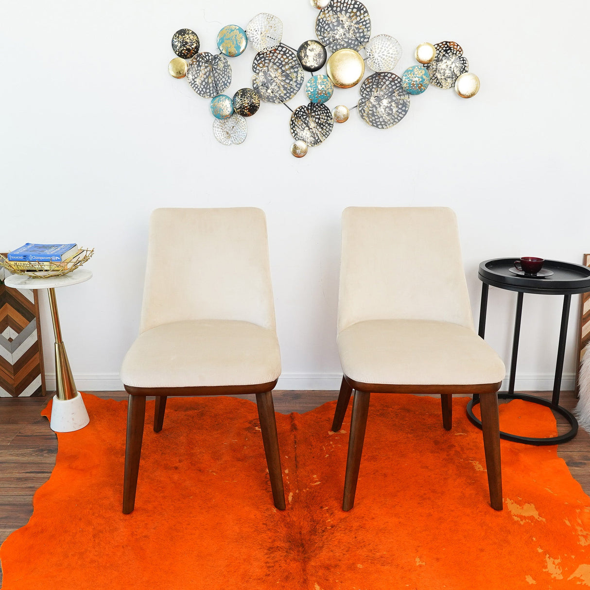 Clove Beige Velvet Dining Chair (Set Of 2) by Ashcroft Imports at Eve Furniture