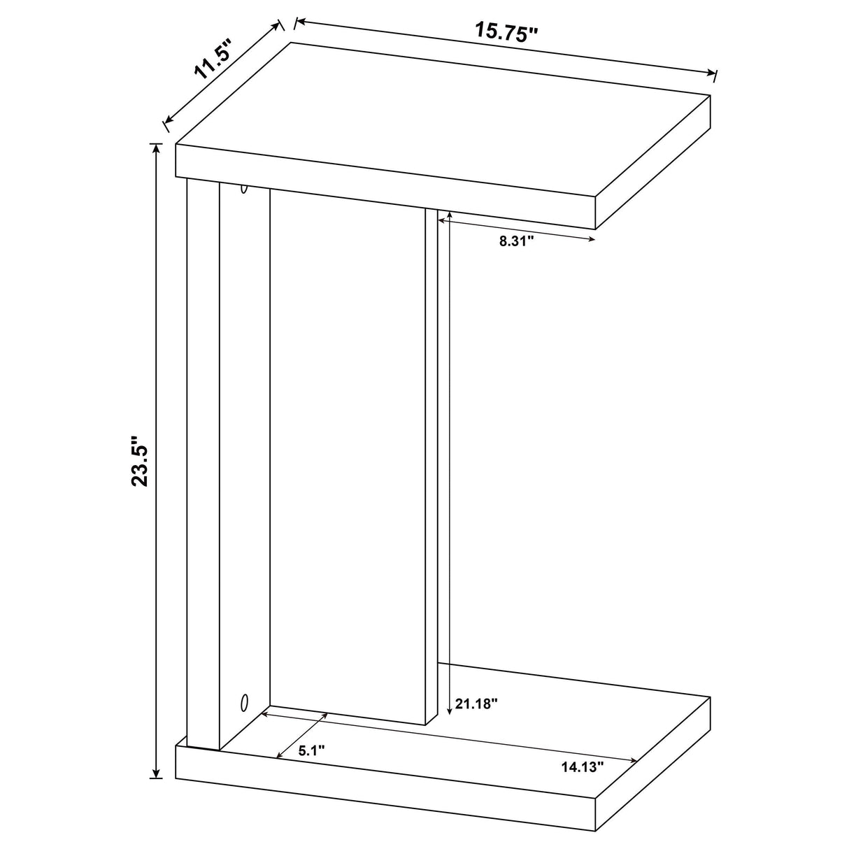 Clower Black Engineered Wood C-Shaped Sofa Side Table by Coaster at Eve Furniture