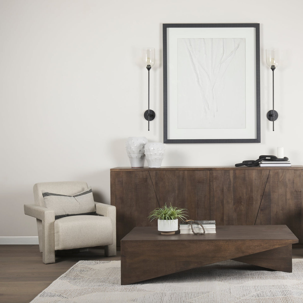 Clyde Matte Black W/Glass Round Wall Sconce by Mercana at Eve Furniture