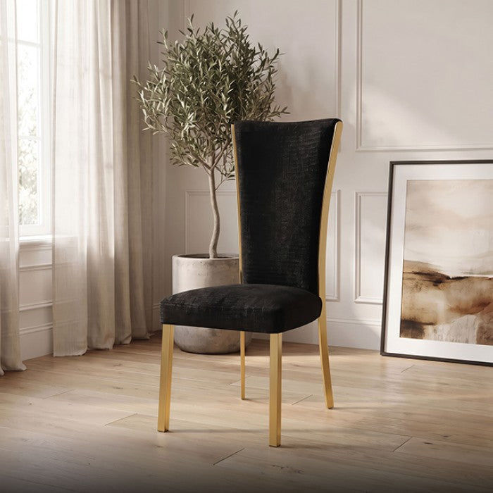Valdevers Gold/Black Upholstered Side Chair Set of 2