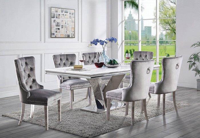 Valdevers Chrome 7-Piece Dining Room Set