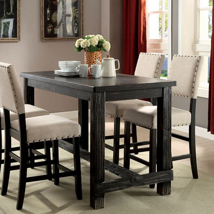 Sania Rustic Antique Black 5-Piece Counter Height Set