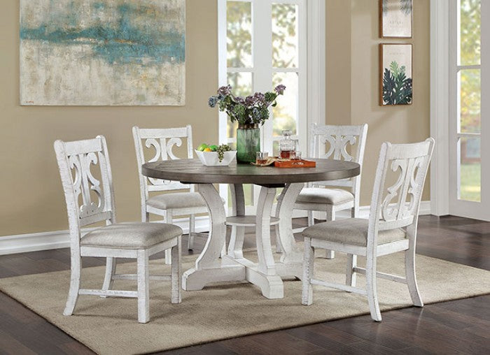 Auletta Rustic/Distressed White/Gray 5-Piece Dining Room Set