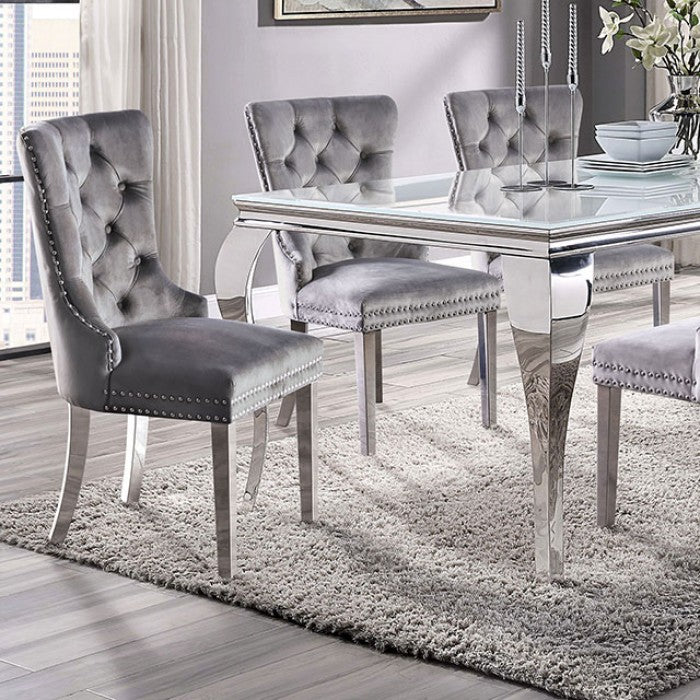 Neuveville White/Chrome/Gray 7-Piece Dining Room Set