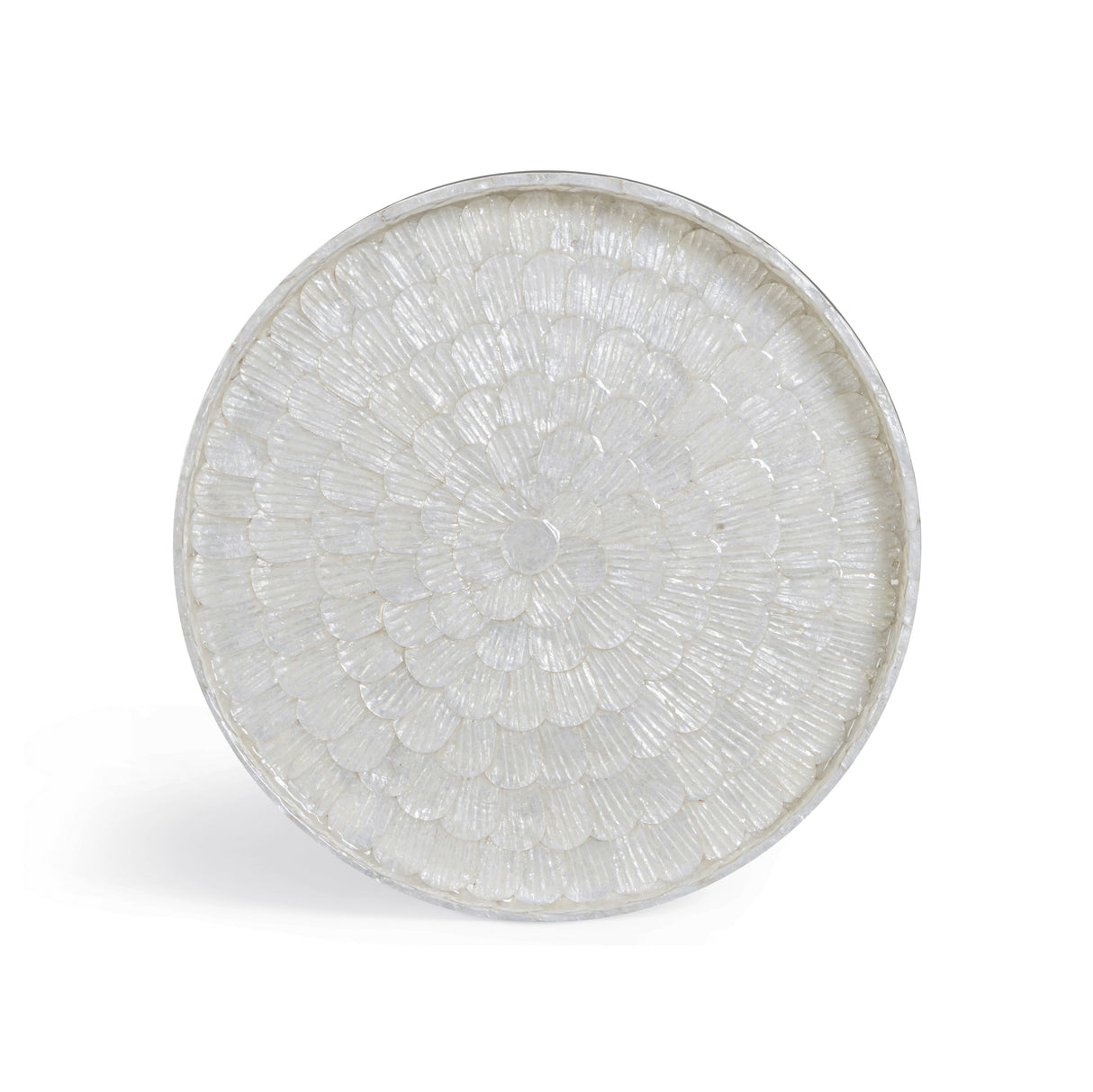Coast Pearl White Seashell Round Side Table by TOV Furniture at Eve Furniture