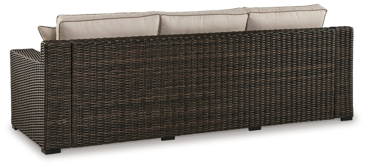Coastline Bay Brown Outdoor Sofa with Cushion by Ashley at Eve Furniture