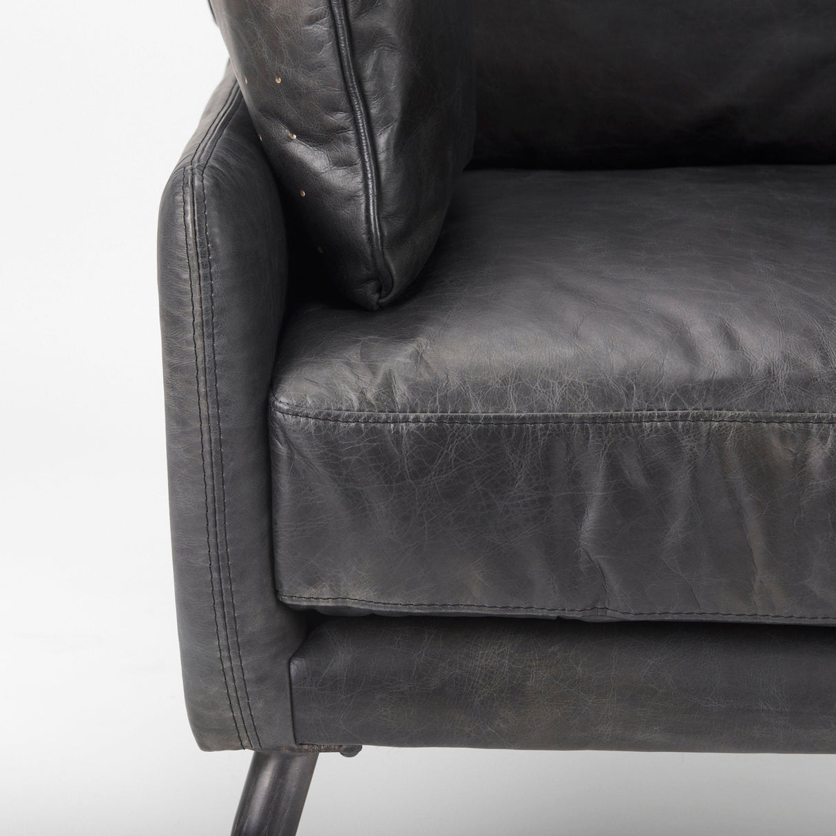 Cochrane 34.5L x 33.0W x 32.5H Black Leather Wrapped Chair by Mercana at Eve Furniture