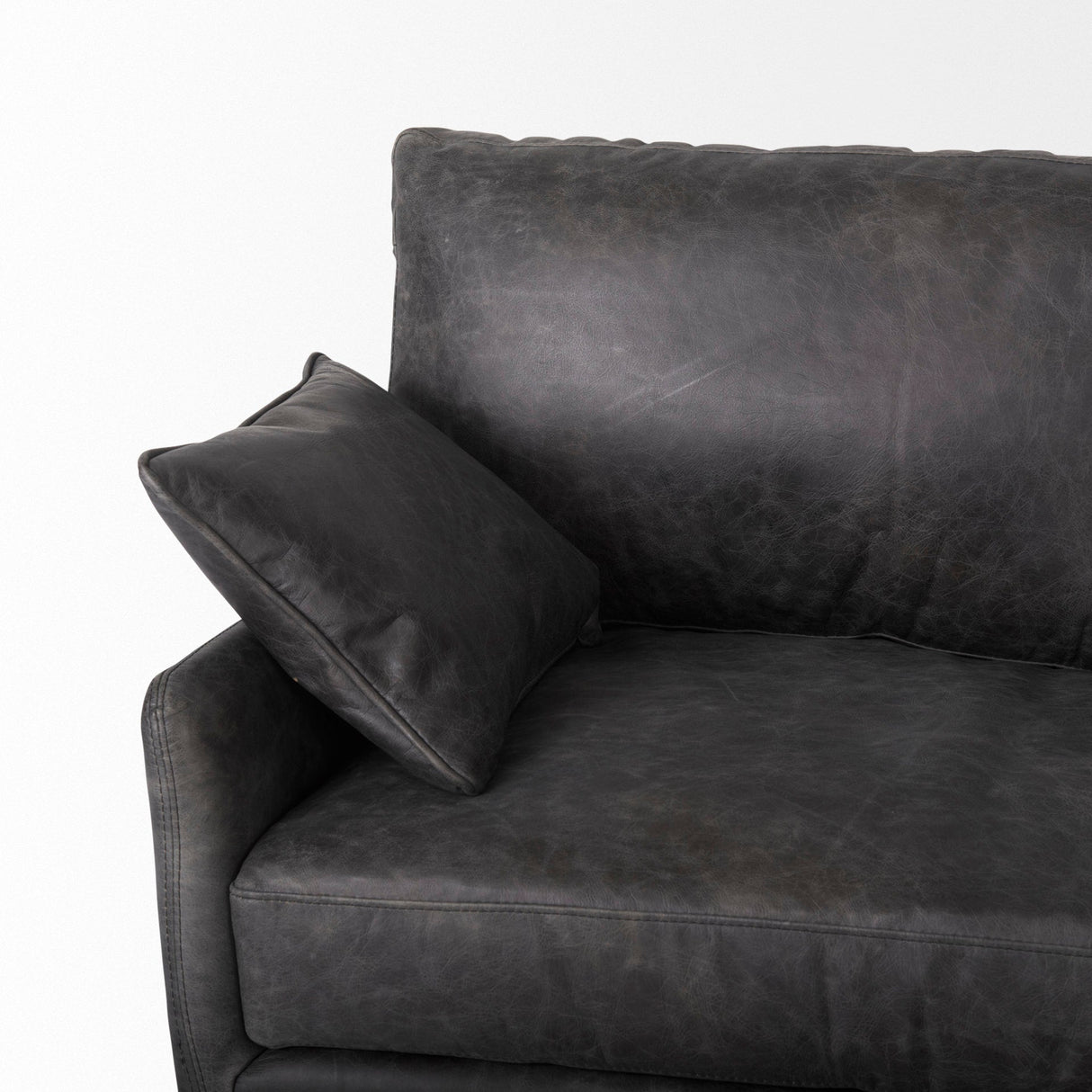 Cochrane Black Leather Three Seater Sofa by Mercana at Eve Furniture