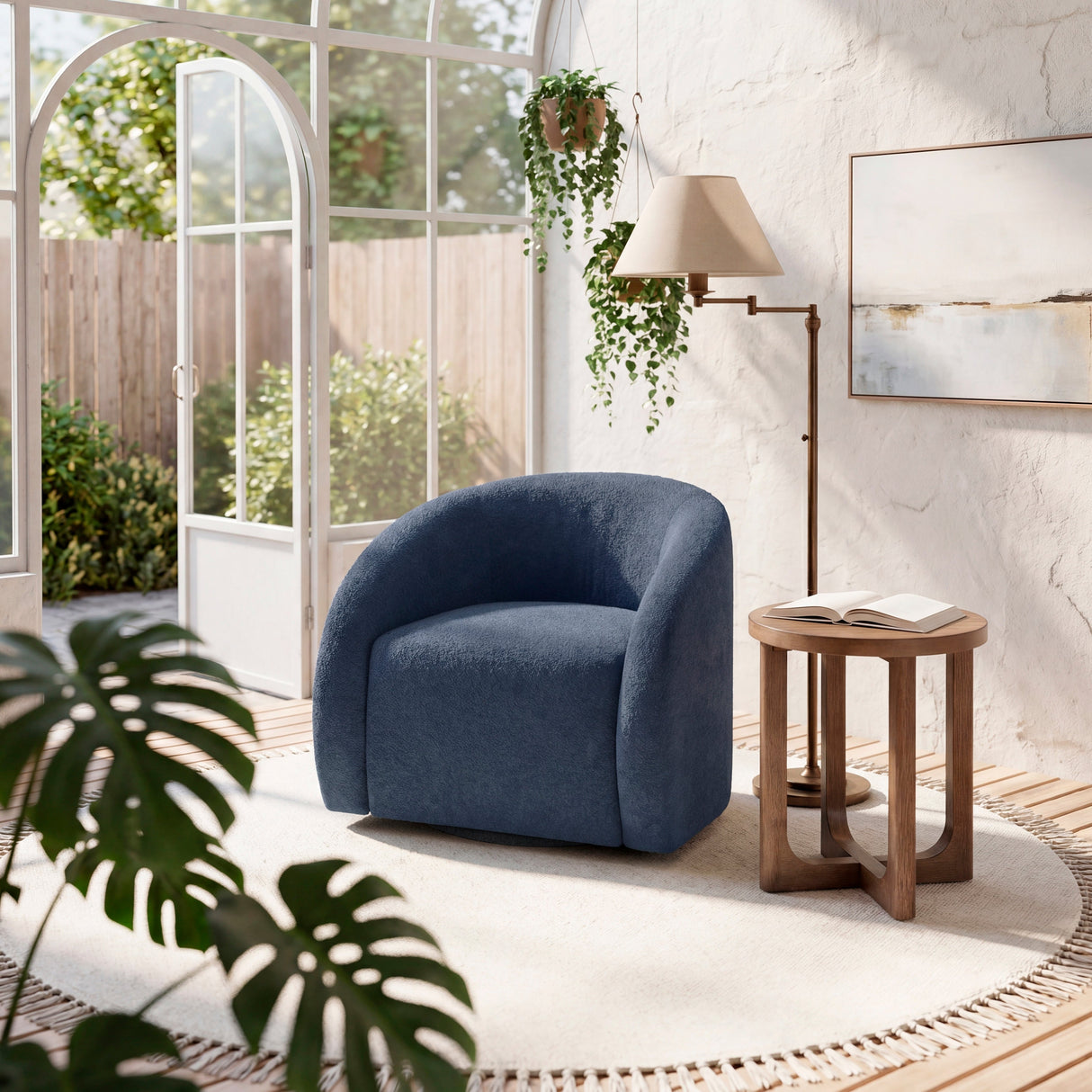 Cocoon Blue Swivel Chair by Homelegance at Eve Furniture