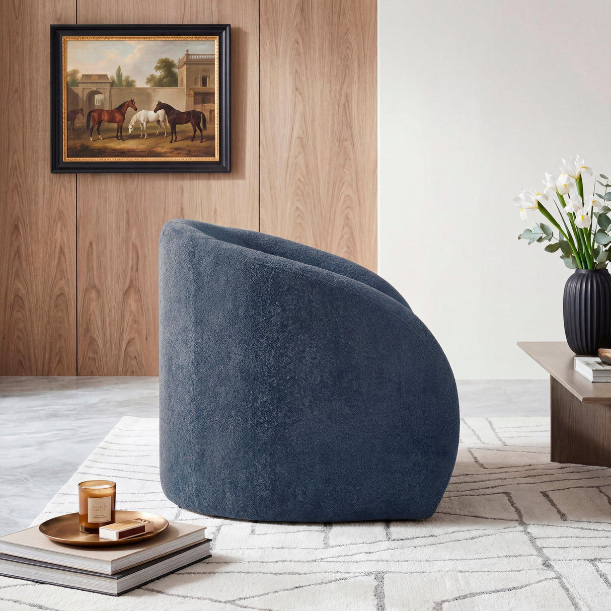 Cocoon Blue Swivel Chair by Homelegance at Eve Furniture