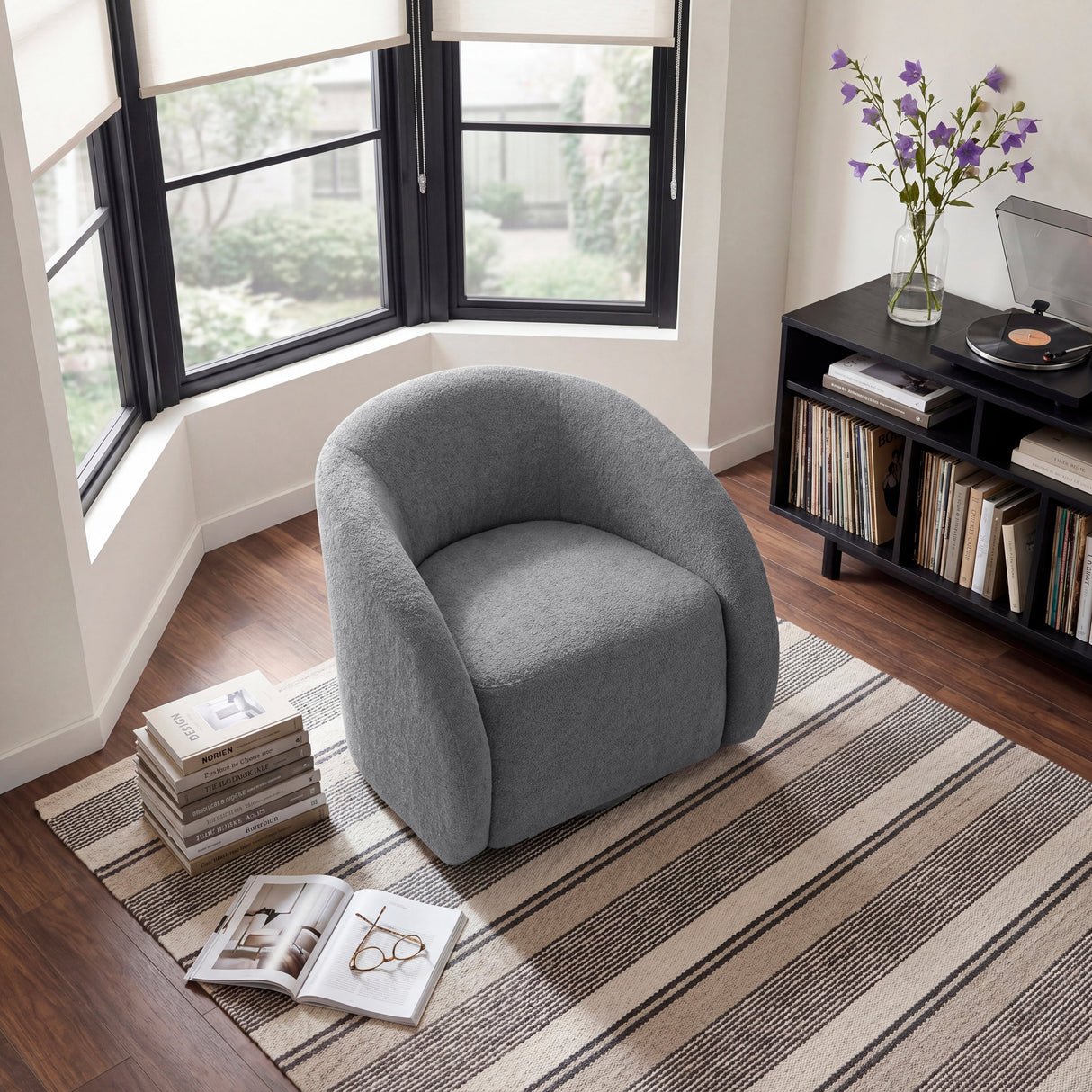 Cocoon Dark Gray Swivel Chair by Homelegance at Eve Furniture
