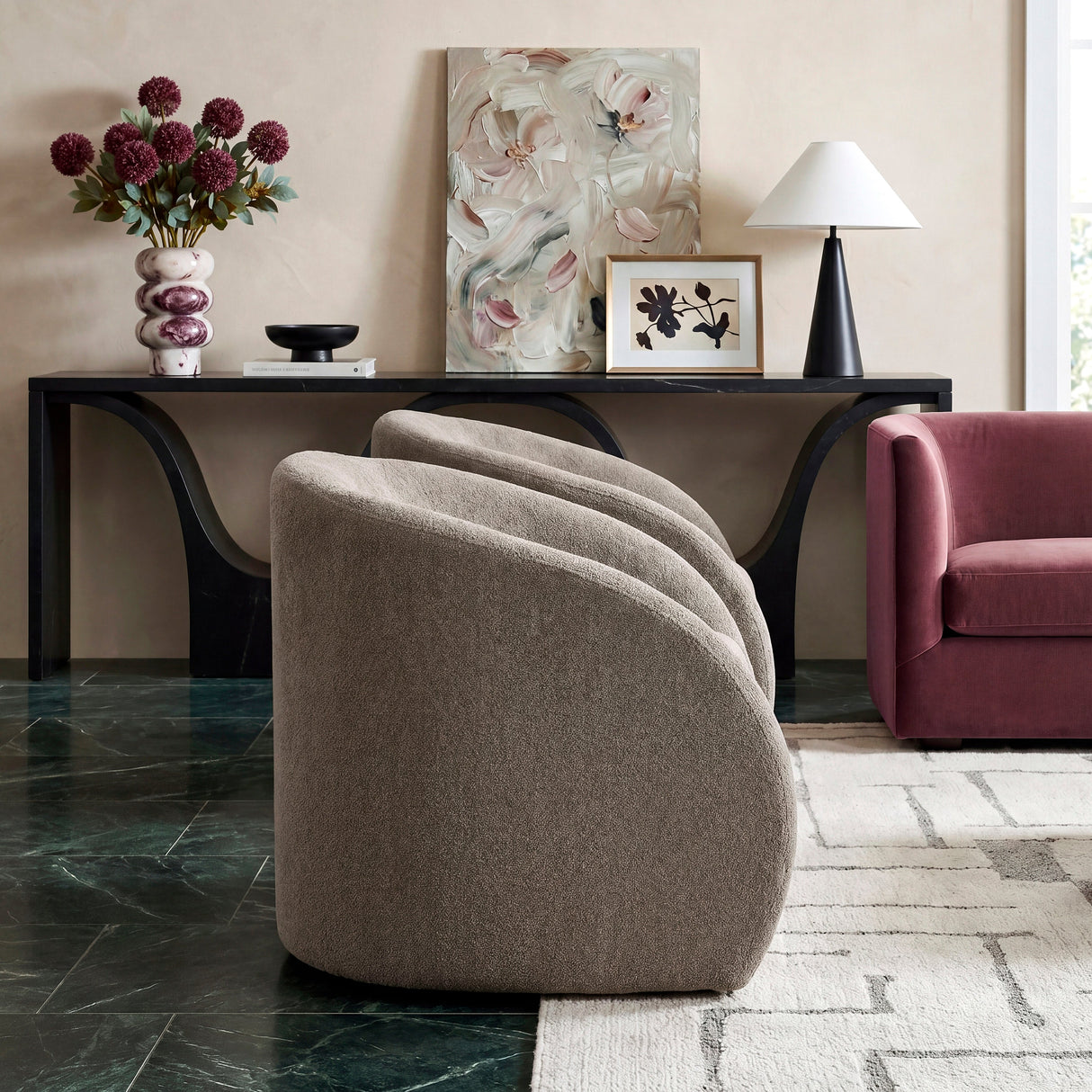 Cocoon Taupe Swivel Chair by Homelegance at Eve Furniture