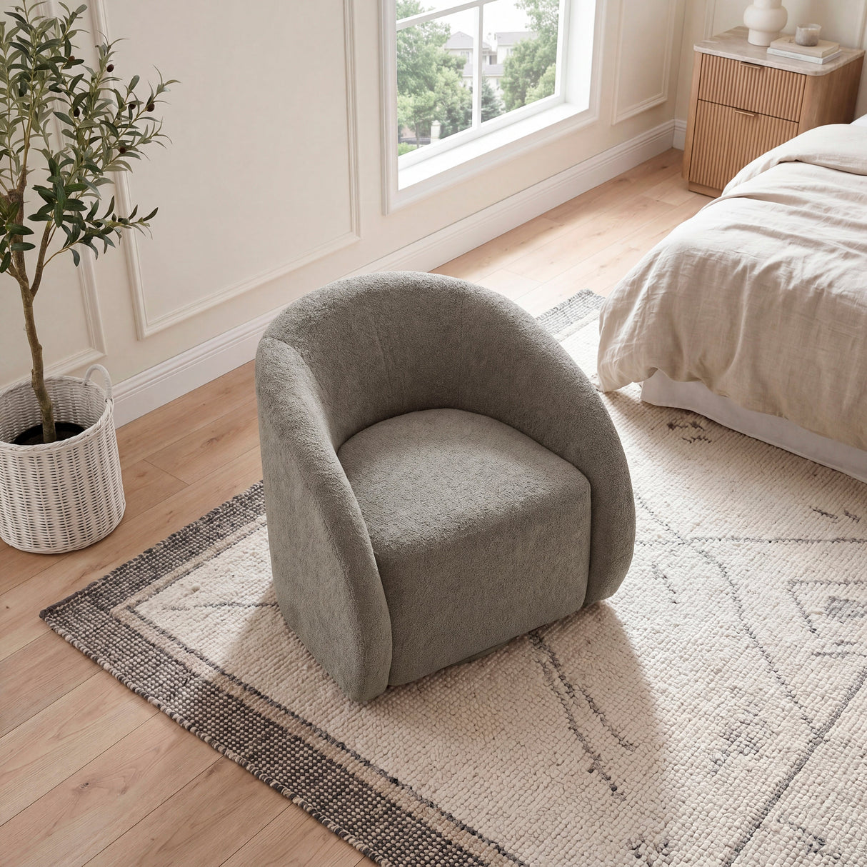 Cocoon Taupe Swivel Chair by Homelegance at Eve Furniture
