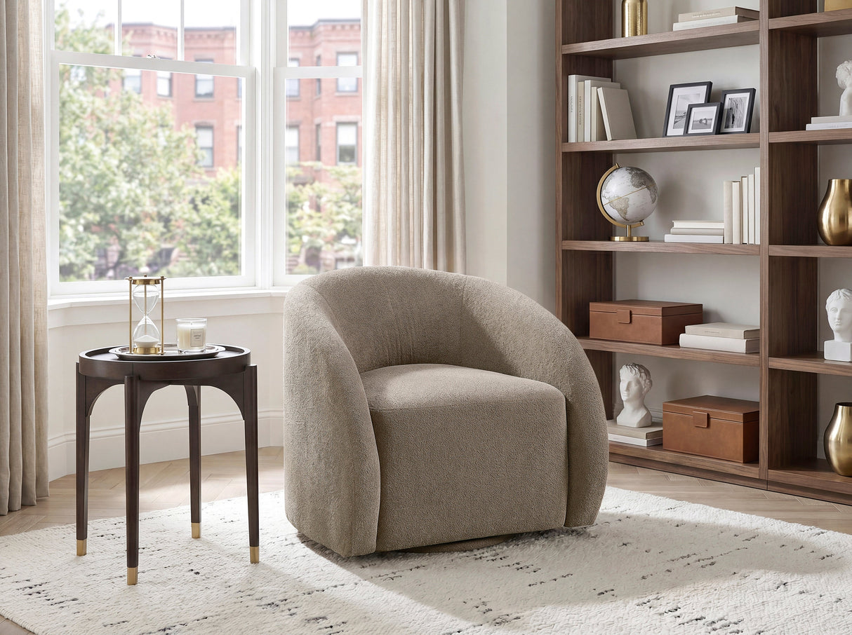 Cocoon Taupe Swivel Chair by Homelegance at Eve Furniture