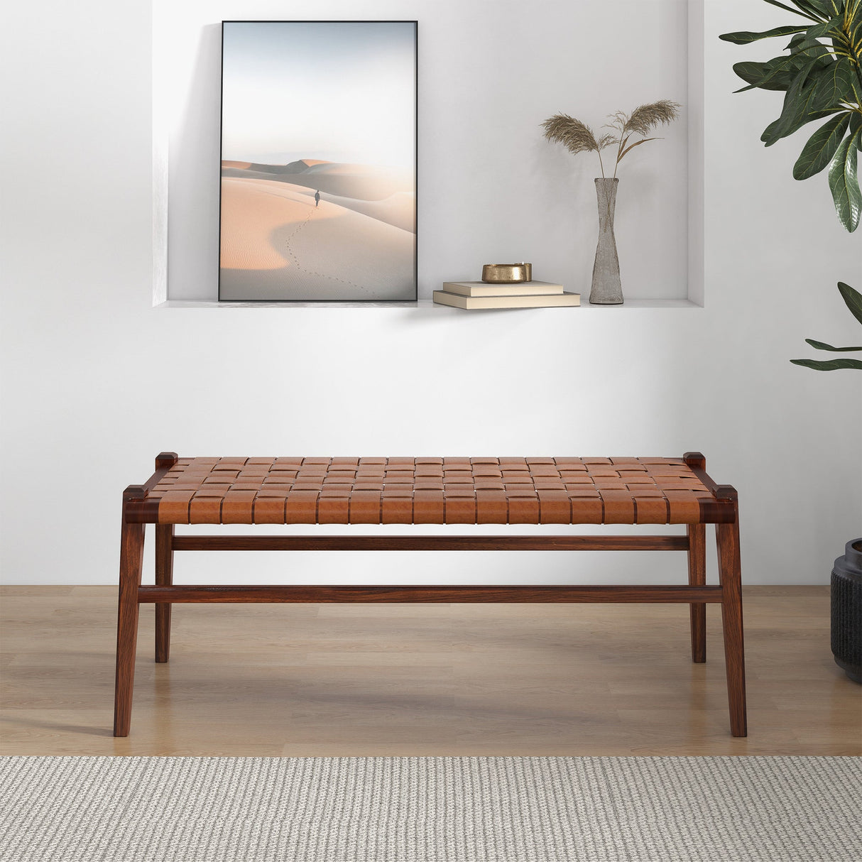 Cody Tan Leather Bench by Ashcroft Furniture at Eve Furniture