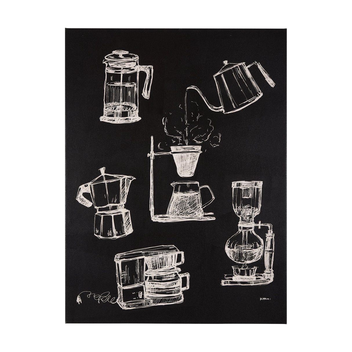 Coffee Maker Study by Mercana Studio a Hand Embellished Textured Canvas by Mercana at Eve Furniture