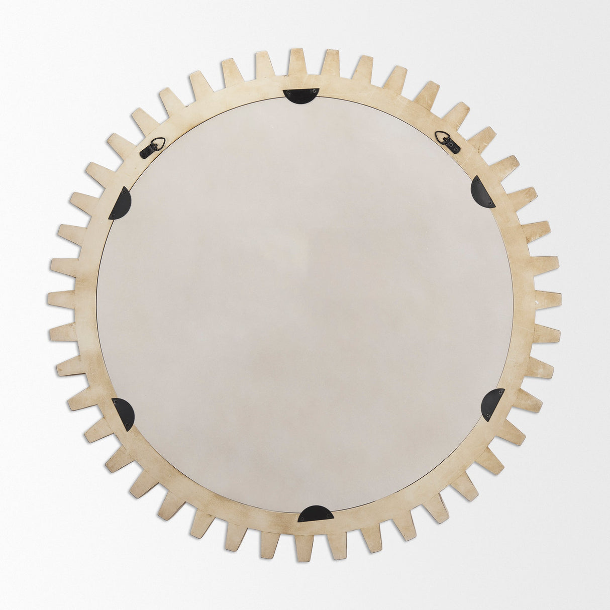 Cog Mirror Round Natural Wood Frame Mirror by Mercana at Eve Furniture