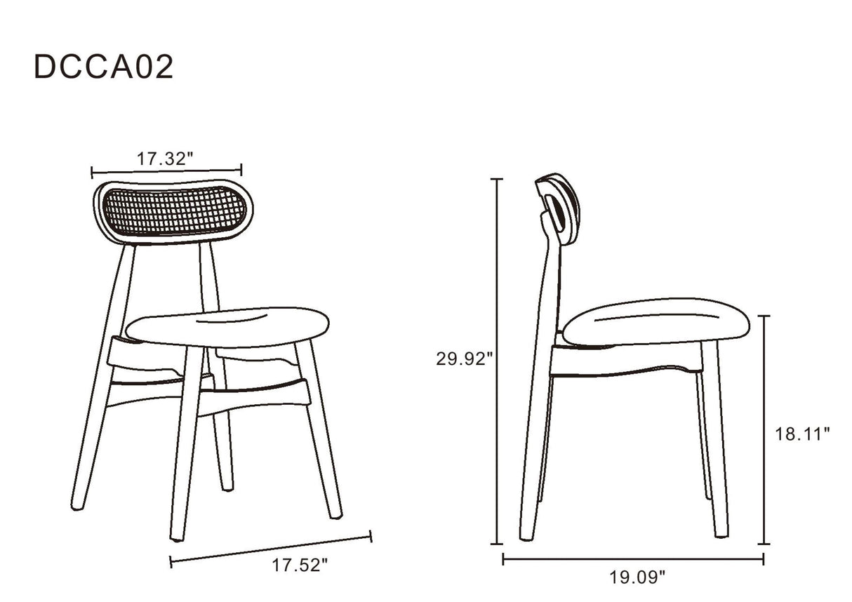 Colbert Dining Chair in Black and Cane with Grey Upholstered Seating (set of 2) by Manhattan Comfort at Eve Furniture
