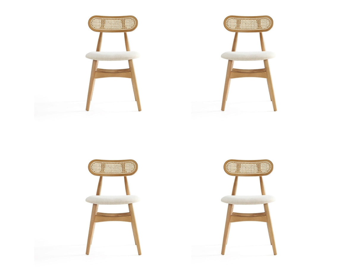 Colbert Dining Chair in Nature and Cane with Oatmeal Upholstered Seating (set of 4) by Manhattan Comfort at Eve Furniture