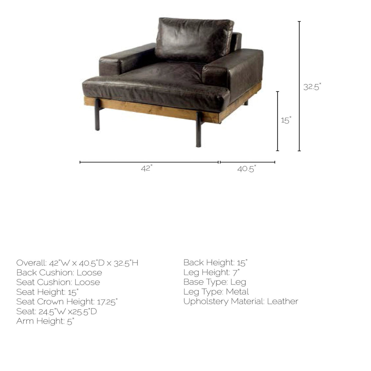 Colburne I Brown Leather Body Wood/Iron Frame Club Chair by Mercana at Eve Furniture