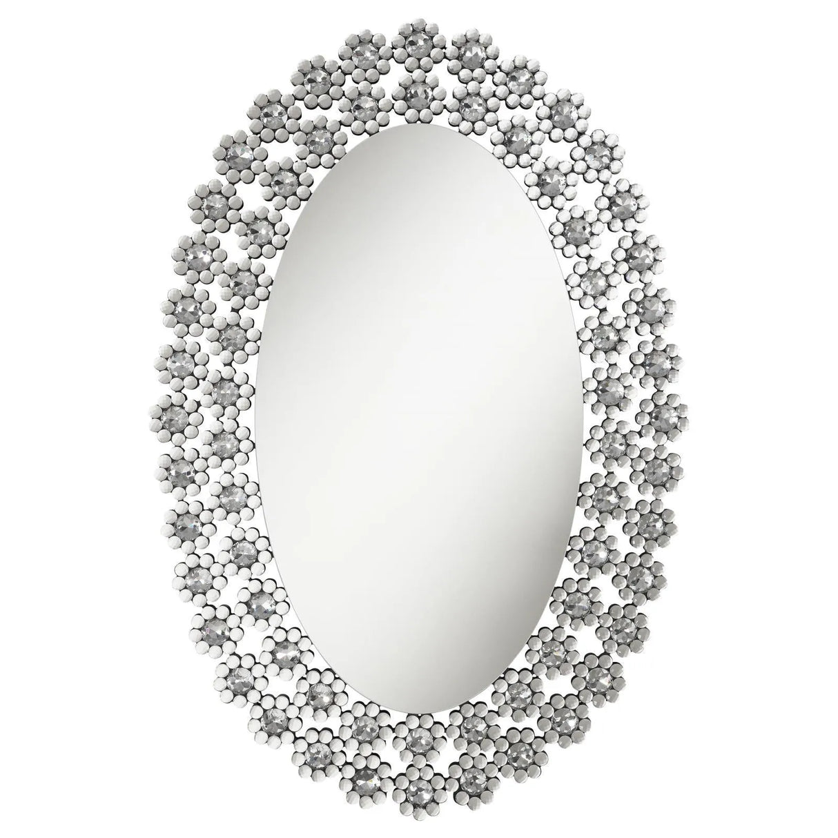 Colleen Oval Wall Mirror with Faux Crystal Blossoms by Coaster at Eve Furniture