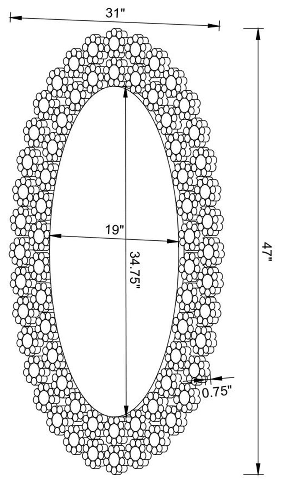 Colleen Oval Wall Mirror with Faux Crystal Blossoms by Coaster at Eve Furniture