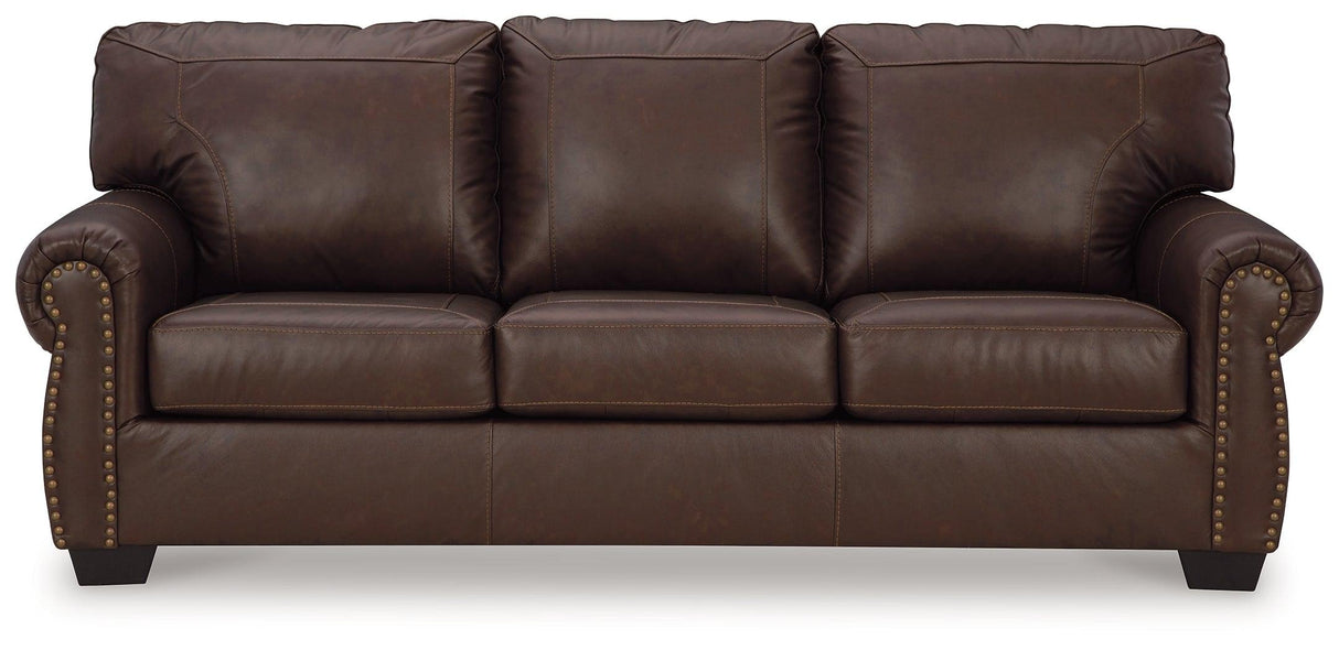 Colleton Dark Brown Leather Sofa by Ashley at Eve Furniture