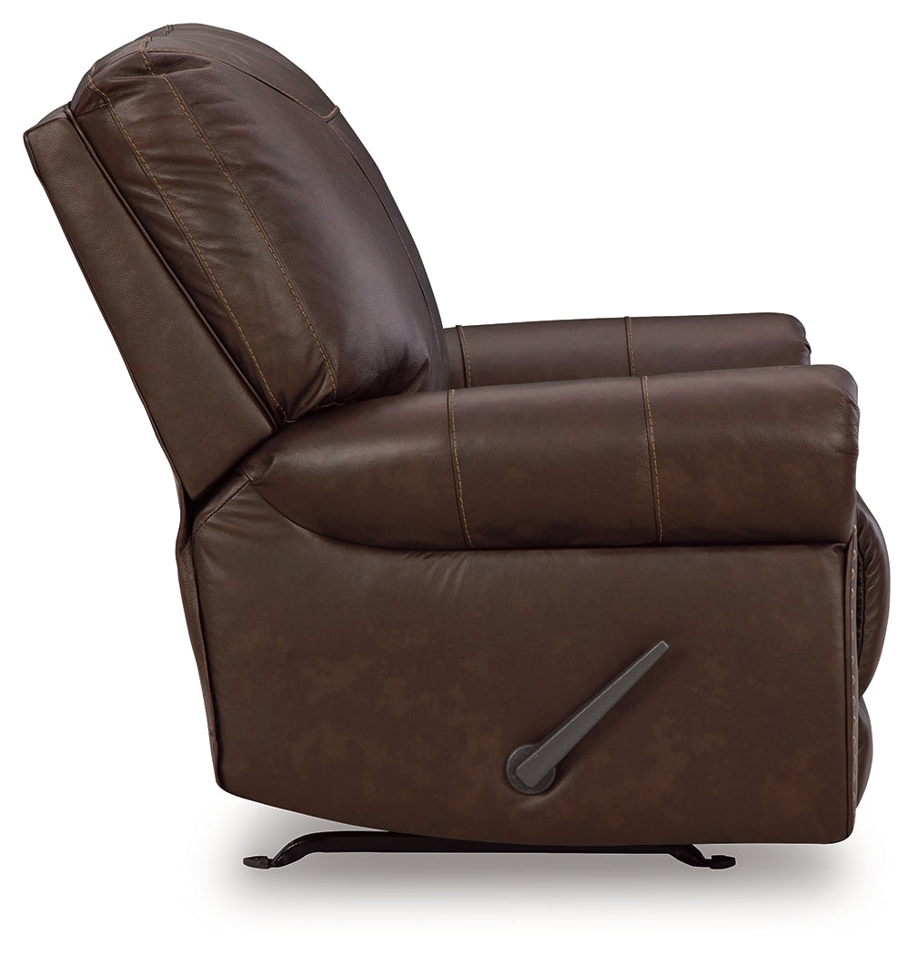 Colleton Dark Brown Recliner by Ashley at Eve Furniture