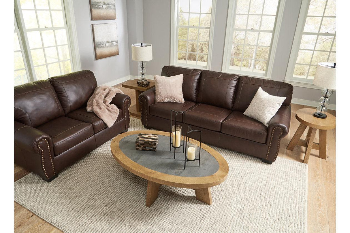 Colleton Dark Brown Sofa and Loveseat by Ashley at Eve Furniture