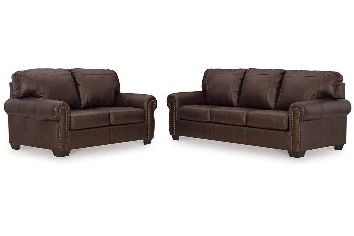 Colleton Dark Brown Sofa and Loveseat by Ashley at Eve Furniture