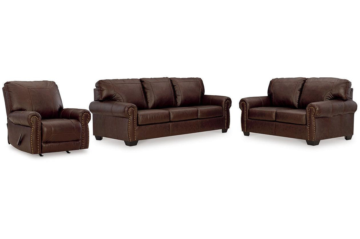 Colleton Dark Brown Sofa, Loveseat and Recliner by Ashley at Eve Furniture