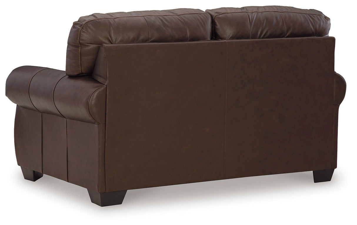 Colleton Sofa, Loveseat and Recliner in Dark Brown by Ashley at Eve Furniture