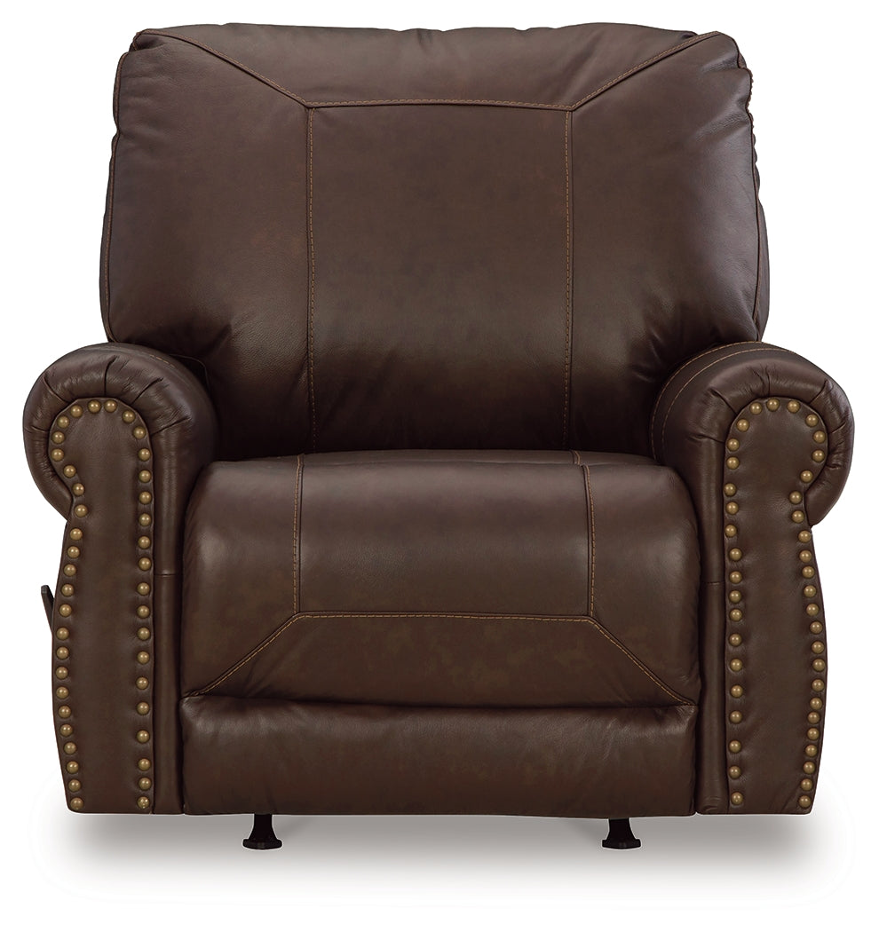 Colleton Sofa, Loveseat and Recliner in Dark Brown by Ashley at Eve Furniture