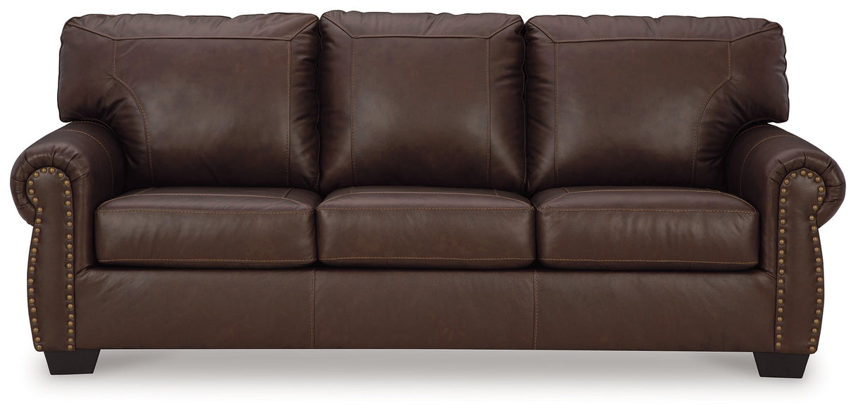 Colleton Sofa, Loveseat and Recliner in Dark Brown by Ashley at Eve Furniture