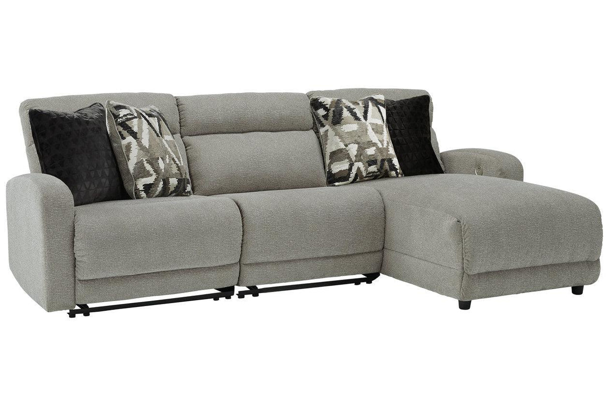 Colleyville Stone 3-Piece Power Reclining Sectional with Chaise by Ashley at Eve Furniture