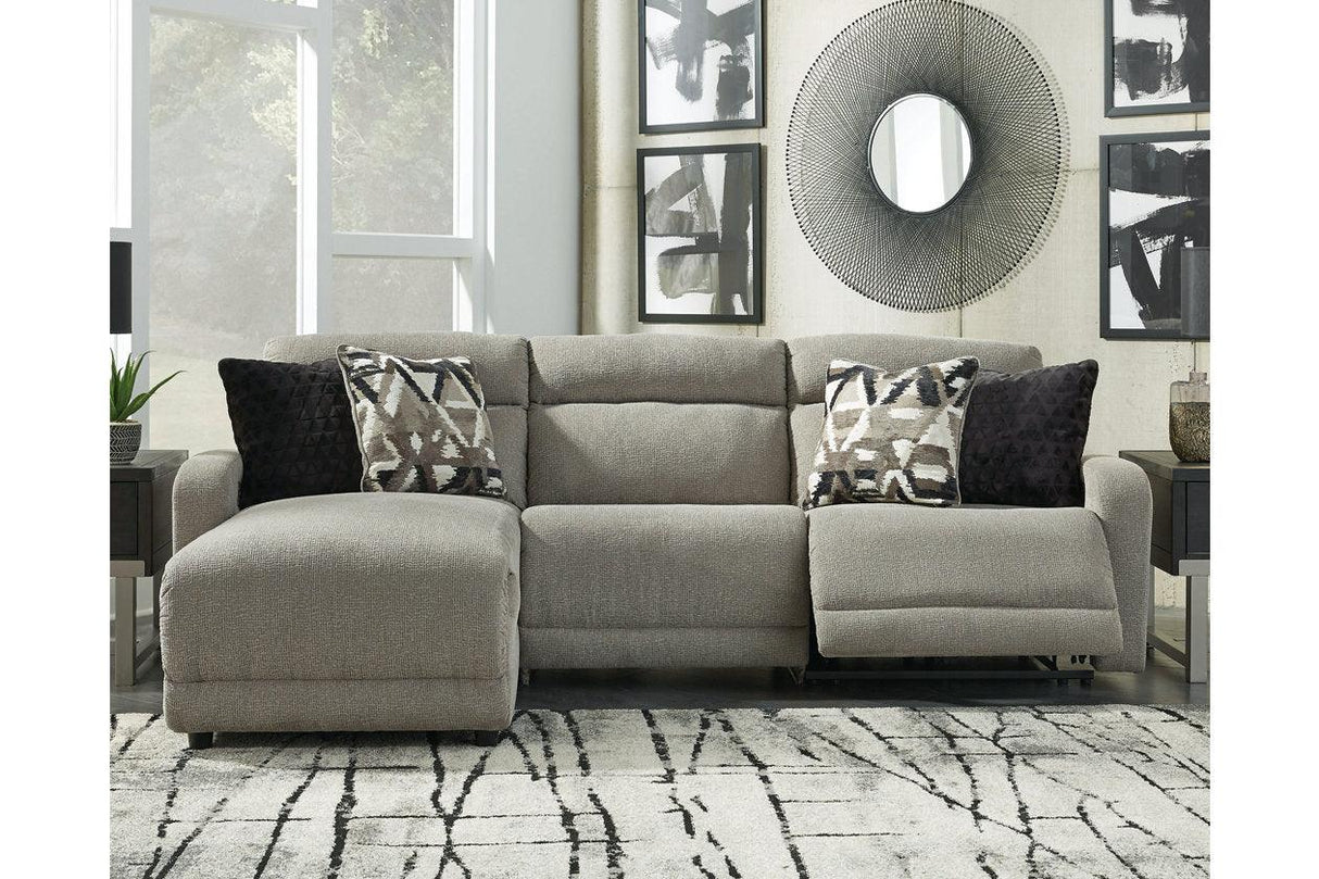 Colleyville Stone 3-Piece Power Reclining Sectional with LAF Chaise by Ashley at Eve Furniture