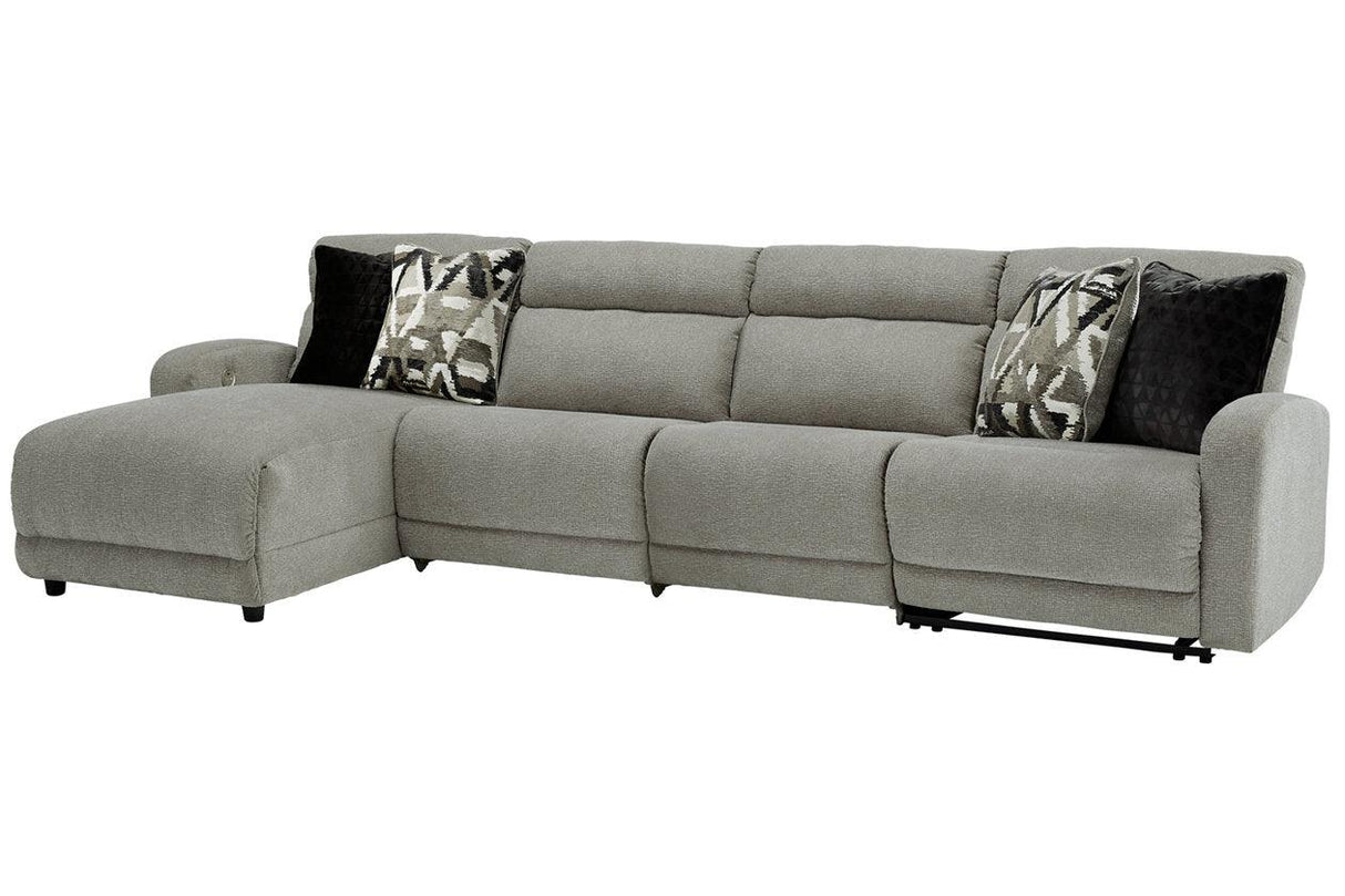 Colleyville Stone 4-Piece Power Reclining Modular Sectional with Chaise by Ashley at Eve Furniture